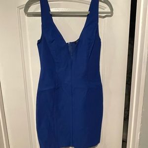 Deep V, body con, mini dress, Blue, Med
